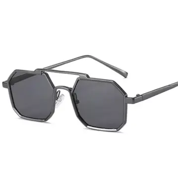 Retro Double Bridge Square Metal Sunglasses