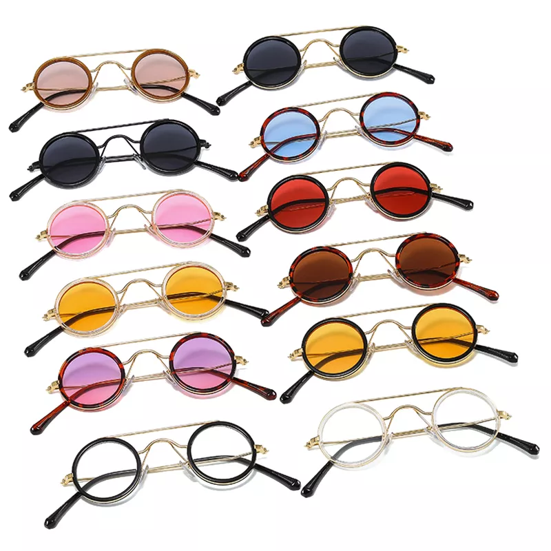 Retro Round Metal Sunglasses with Double Bridges - UV400 Protection, Candy Colors - Image 3