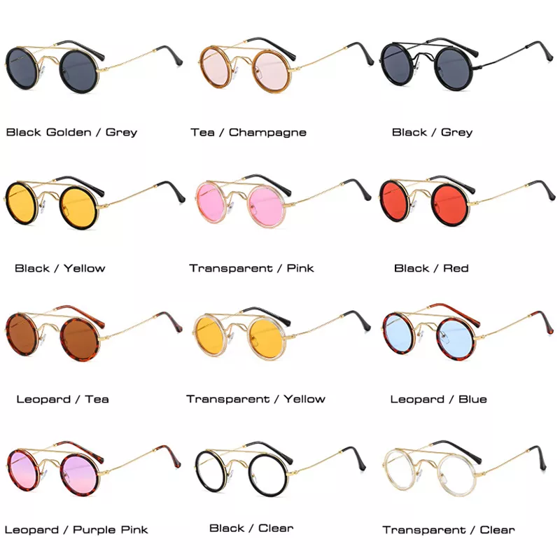 Retro Round Metal Sunglasses with Double Bridges - UV400 Protection, Candy Colors - Image 4