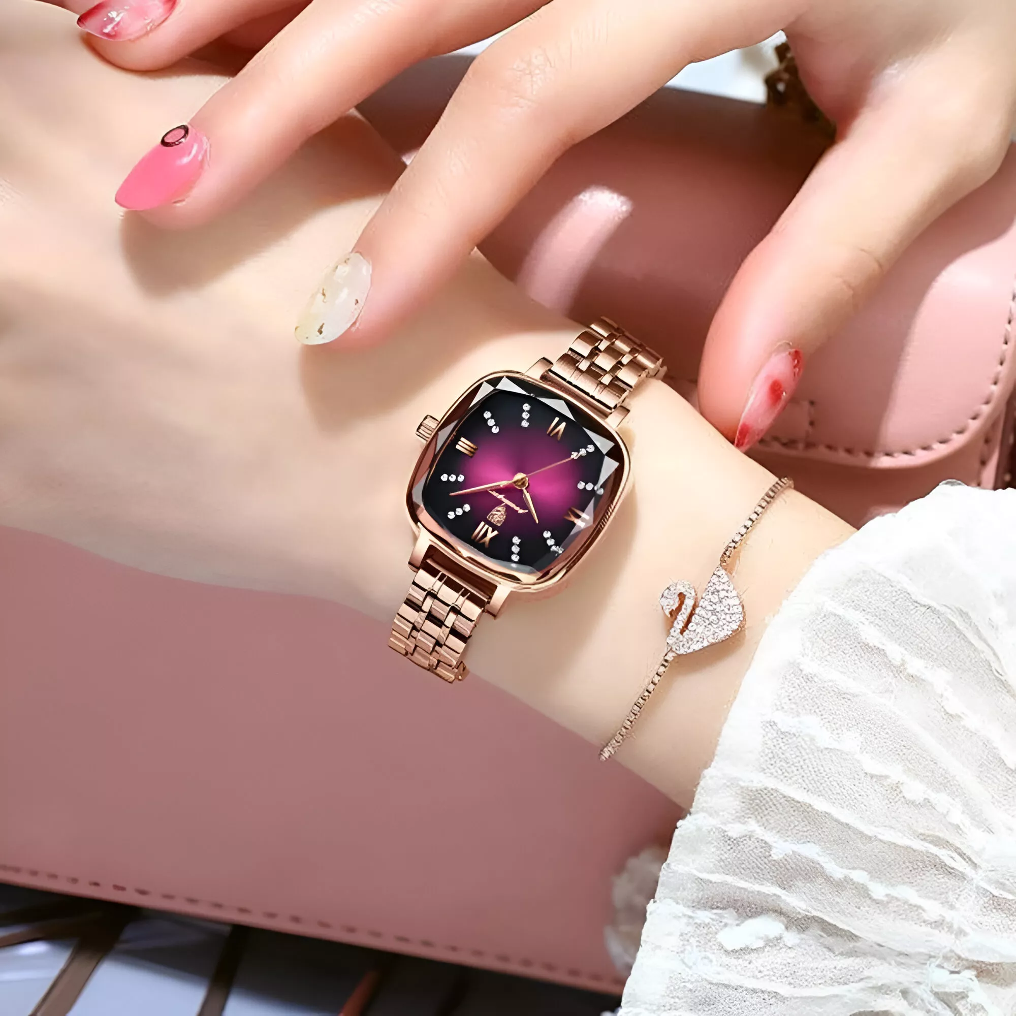 Luxury Square Stainless Steel Women’s Watch - Elegant Waterproof Quartz Timepiece - Image 3