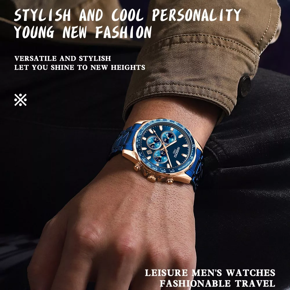 Luxury Waterproof Chronograph Watch for Men - Casual Date Display Stainless Steel - Image 3