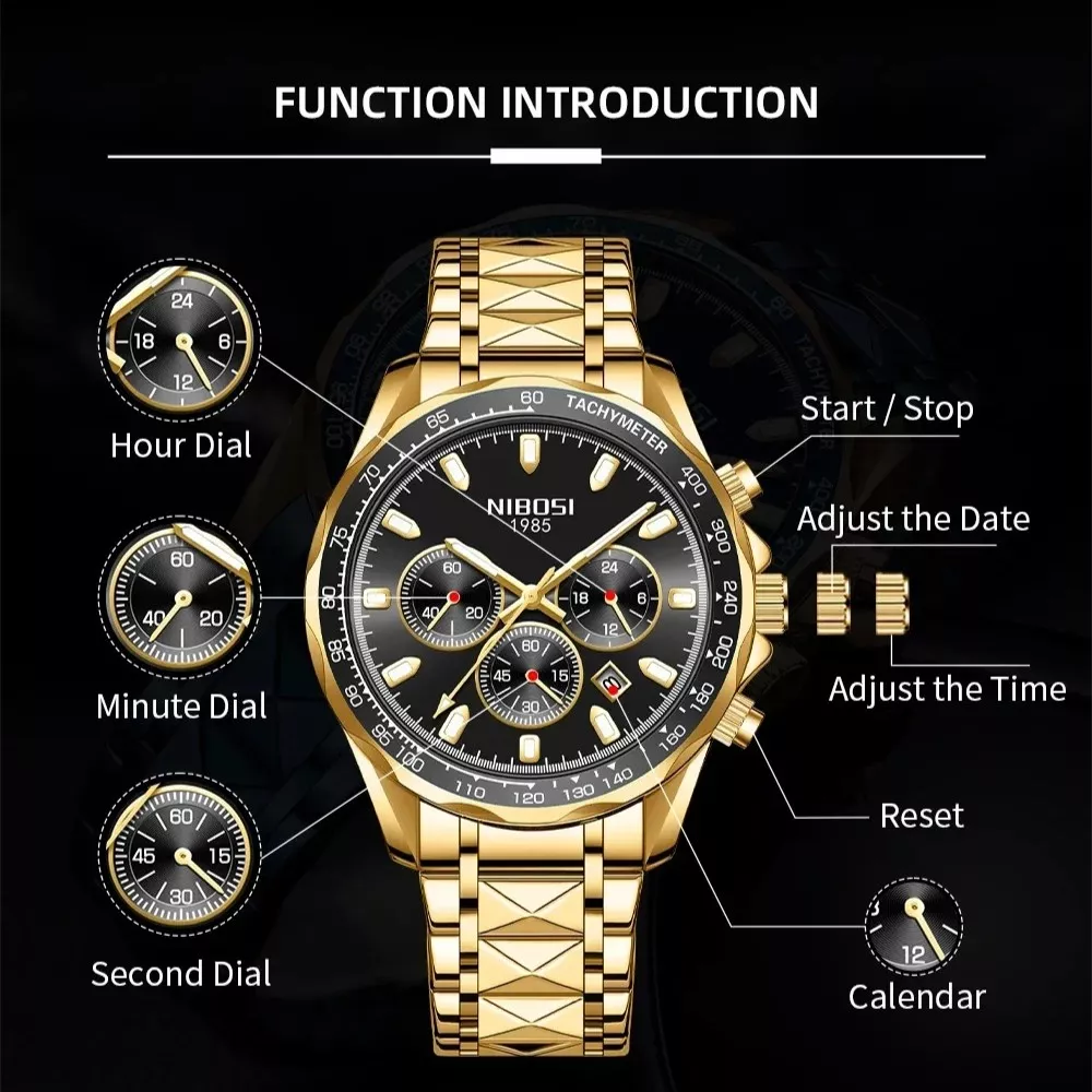 Luxury Waterproof Chronograph Watch for Men - Casual Date Display Stainless Steel - Image 5