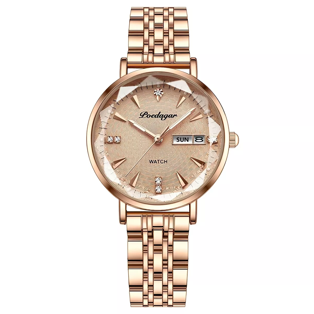 Elegant Rose Gold Women's Watch - Stainless Steel Mesh, Waterproof, Luminous - Image 5