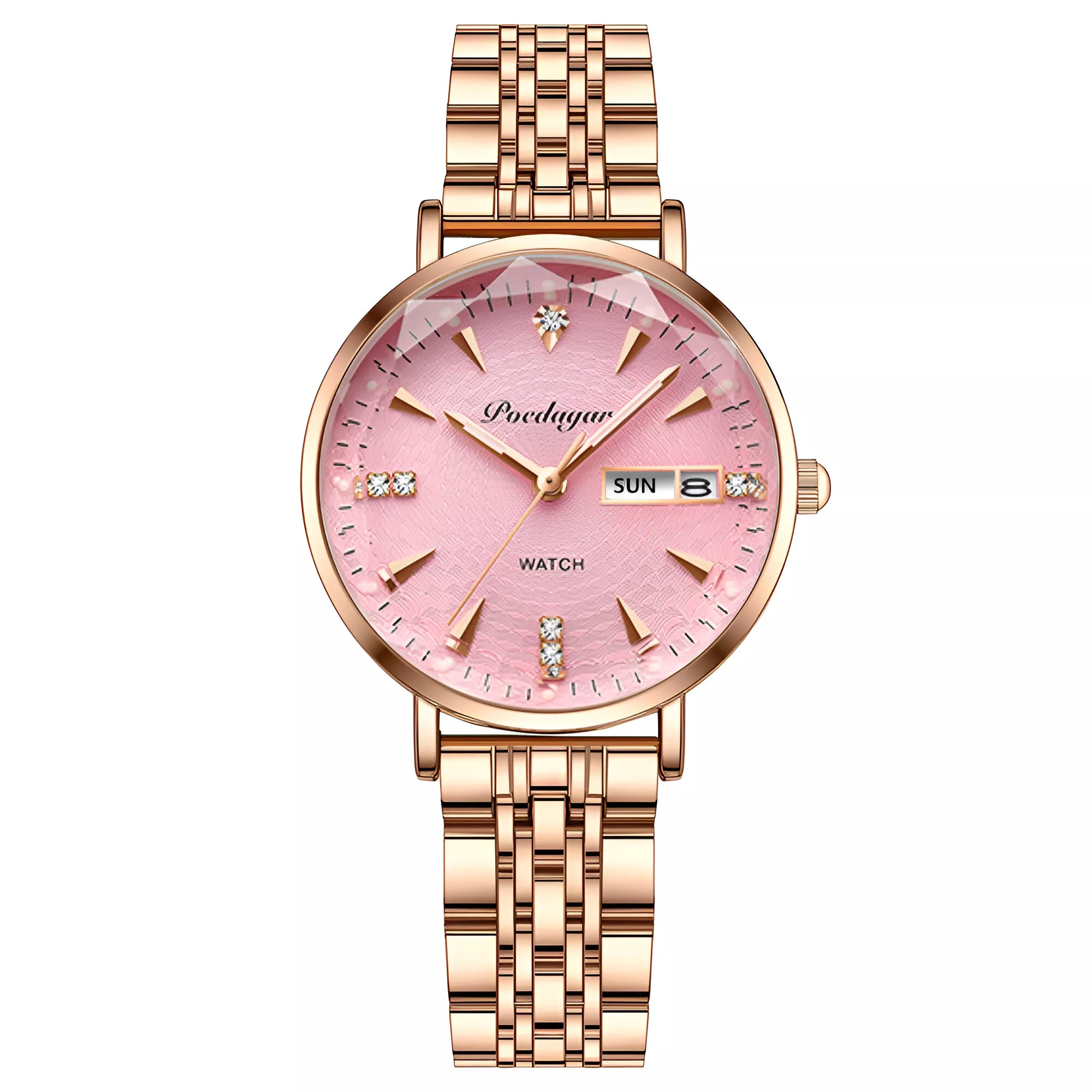 Elegant Rose Gold Women's Watch - Stainless Steel Mesh, Waterproof, Luminous - Image 6