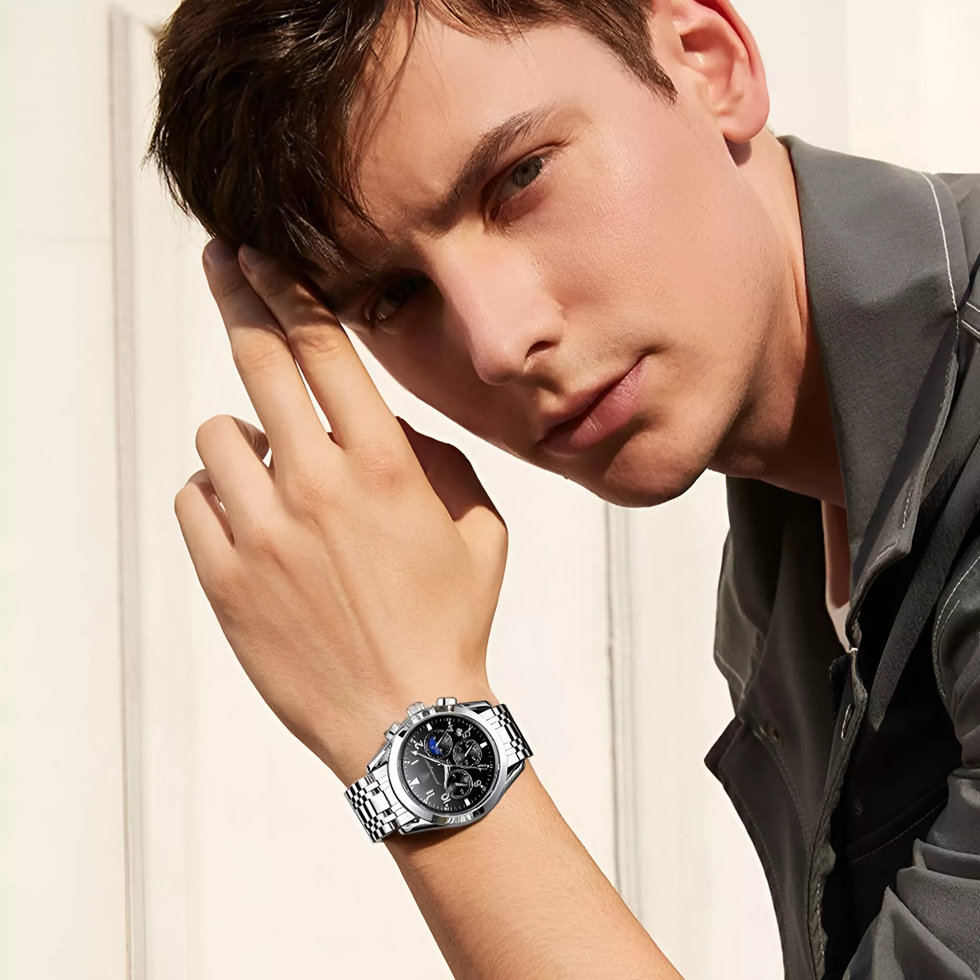 Men’s Luxury Stainless Steel Quartz Watch – Fashion Waterproof Business Wristwatch - Image 3