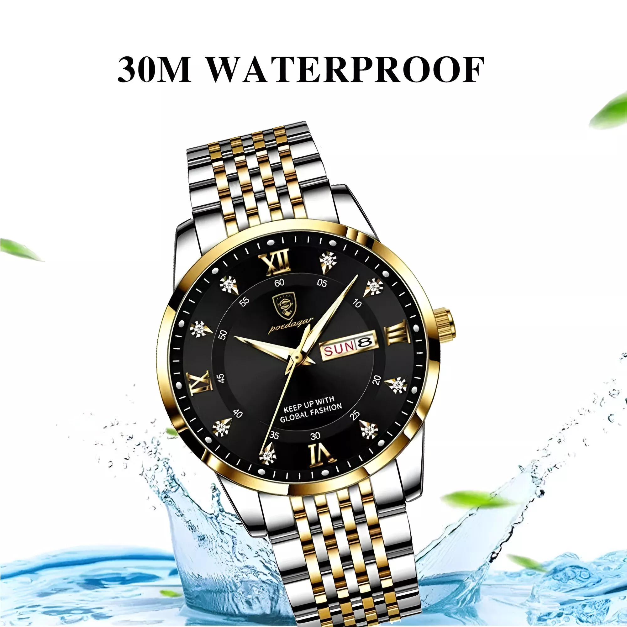 Luxury Men's Business Quartz Watch - Waterproof Stainless Steel Wristwatch with Date & Week Display - Image 5