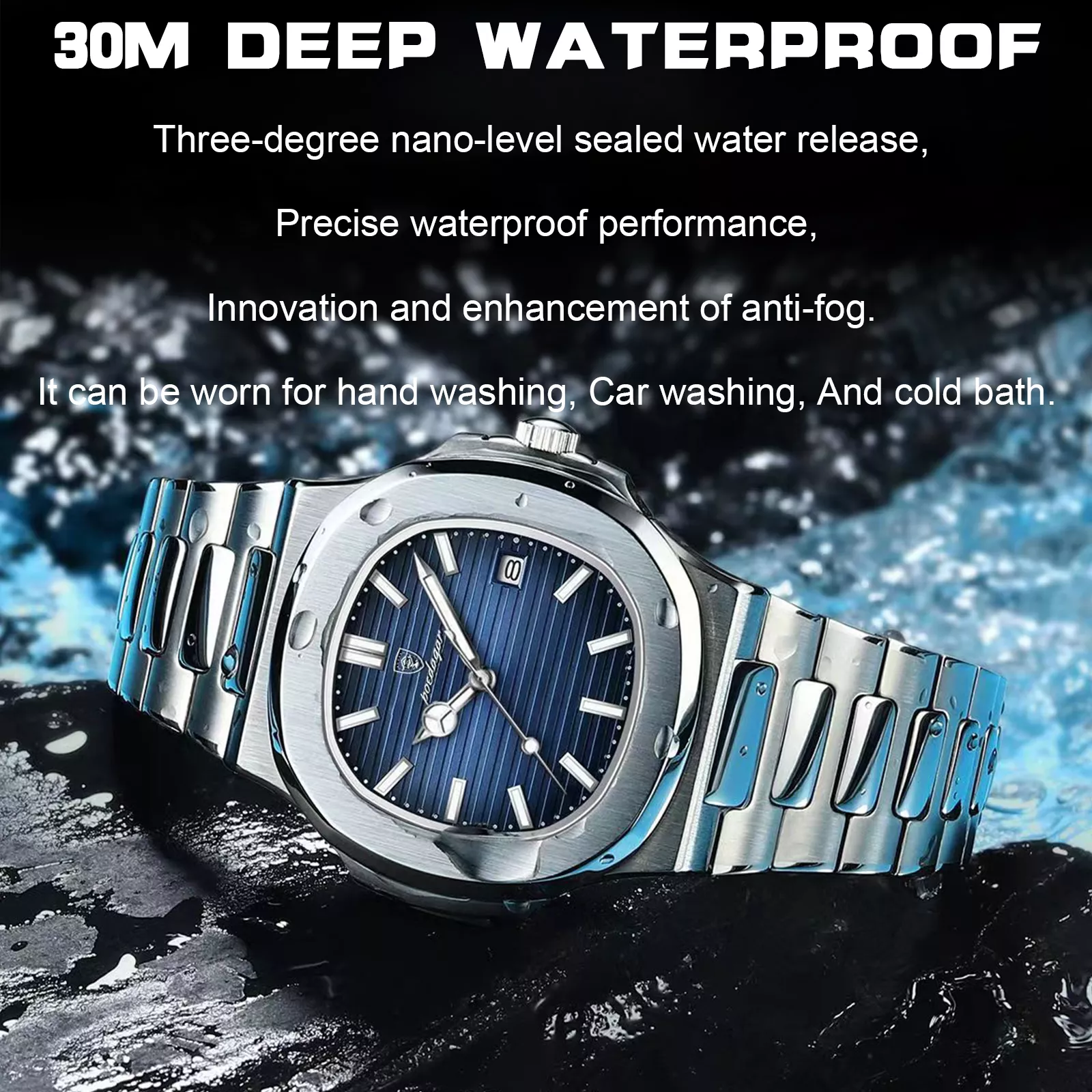 Luxury Military Men's Square Quartz Watch - Stainless Steel, Waterproof & Luminous - Image 4