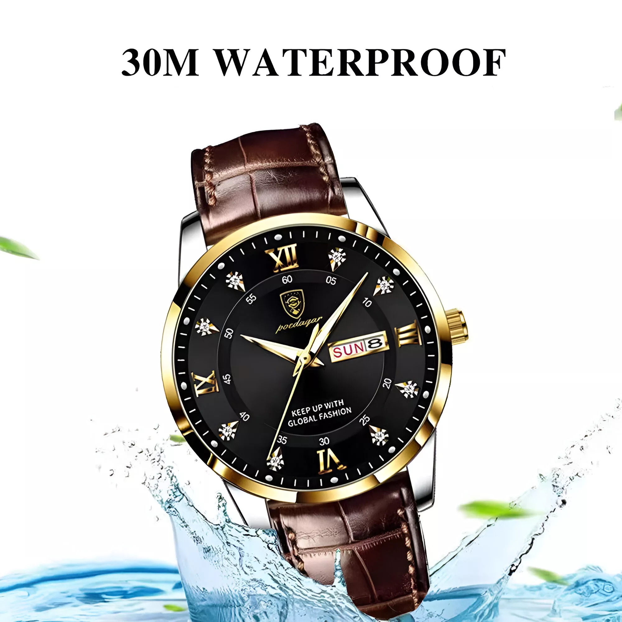 Luxury Leather Men’s Watch - Fashionable, Waterproof, Luminous Date Quartz Wristwatch - Image 7