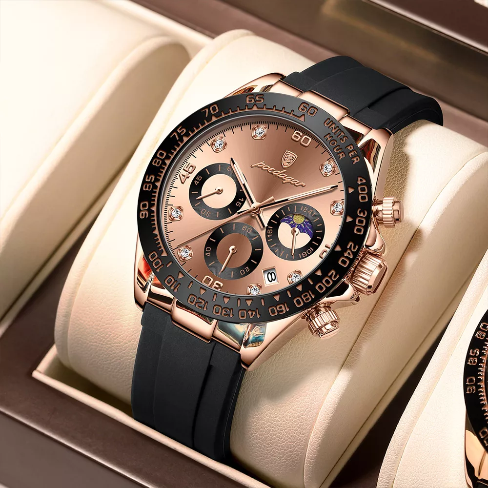 Luxury Men's Sport Chronograph Watch with Luminous Features & Silicone Strap - Image 2