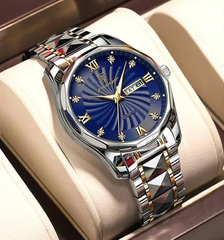 Luxury Blue Dial Business Quartz Watch for Men