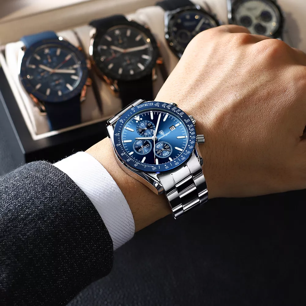 Luxury Men's Stainless Steel Chronograph Watch - Waterproof, Luminous Quartz - Image 3