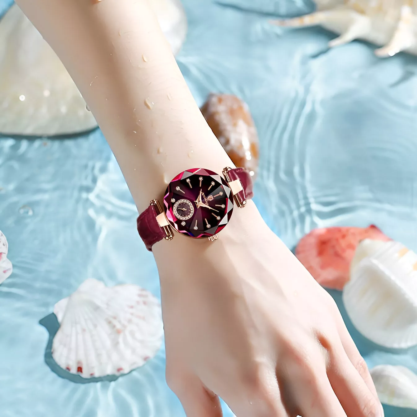 Fashion Diamond Dial Leather Women’s Quartz Watch - Luxury Waterproof Gift - Image 5
