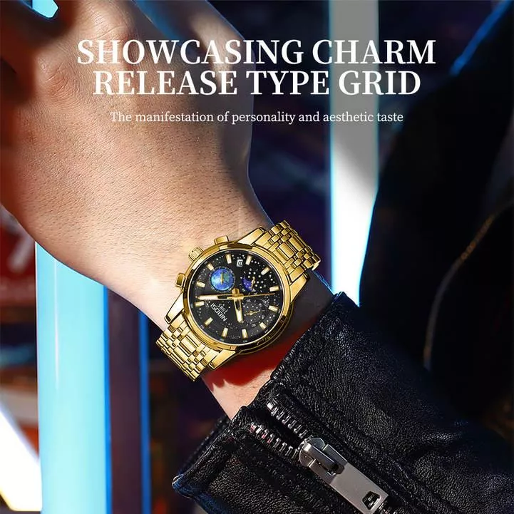 Men's Luxury Quartz Watch - Stainless Steel, Waterproof, Calendar - Image 5