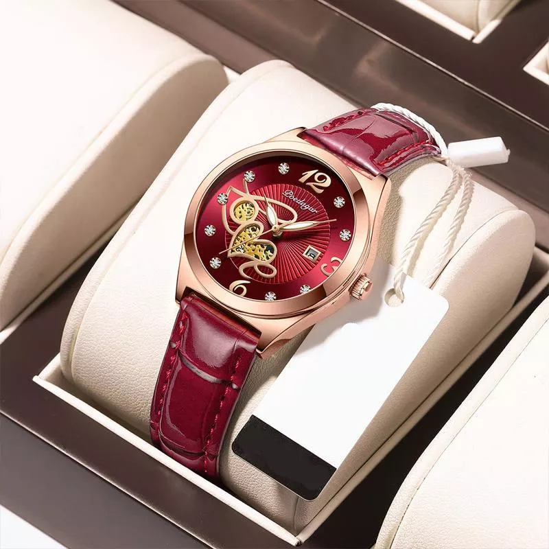Fashion Quartz Watch for Women - Elegant, Waterproof Leather Band, Luminous Date Clock - Image 2