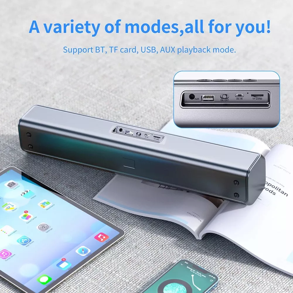 Wireless Bluetooth Desktop Speaker with RGB Lights & True Stereo Sound - Image 7