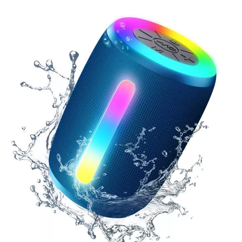 Portable Bluetooth Speaker with LED Lights, Waterproof, FM Receiver, TWS Pairing