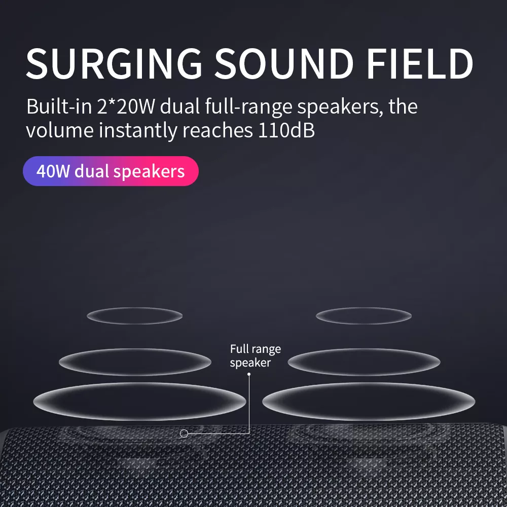 40W High-Power Bluetooth Speaker with 3D Stereo Bass & IPX7 Waterproof - Image 3
