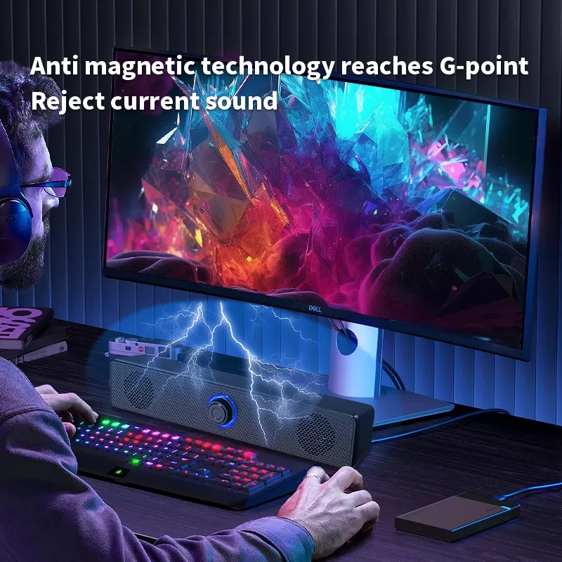 Compact Wired Bluetooth Stereo Speaker with High Volume for Multimedia Devices - Image 5