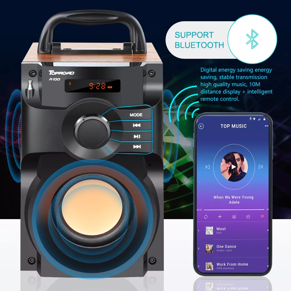 Portable Bluetooth Speaker with Stereo Bass and Remote Control - Image 2