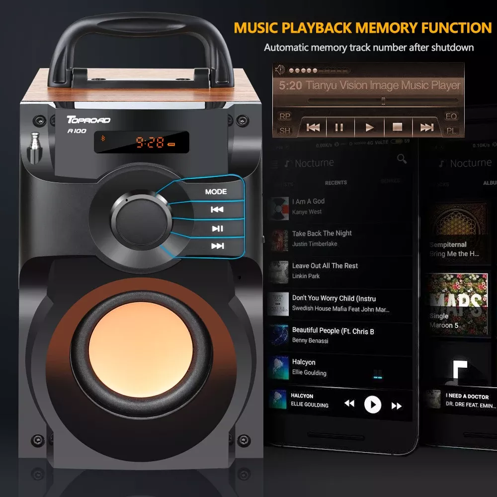 Portable Bluetooth Speaker with Stereo Bass and Remote Control - Image 3