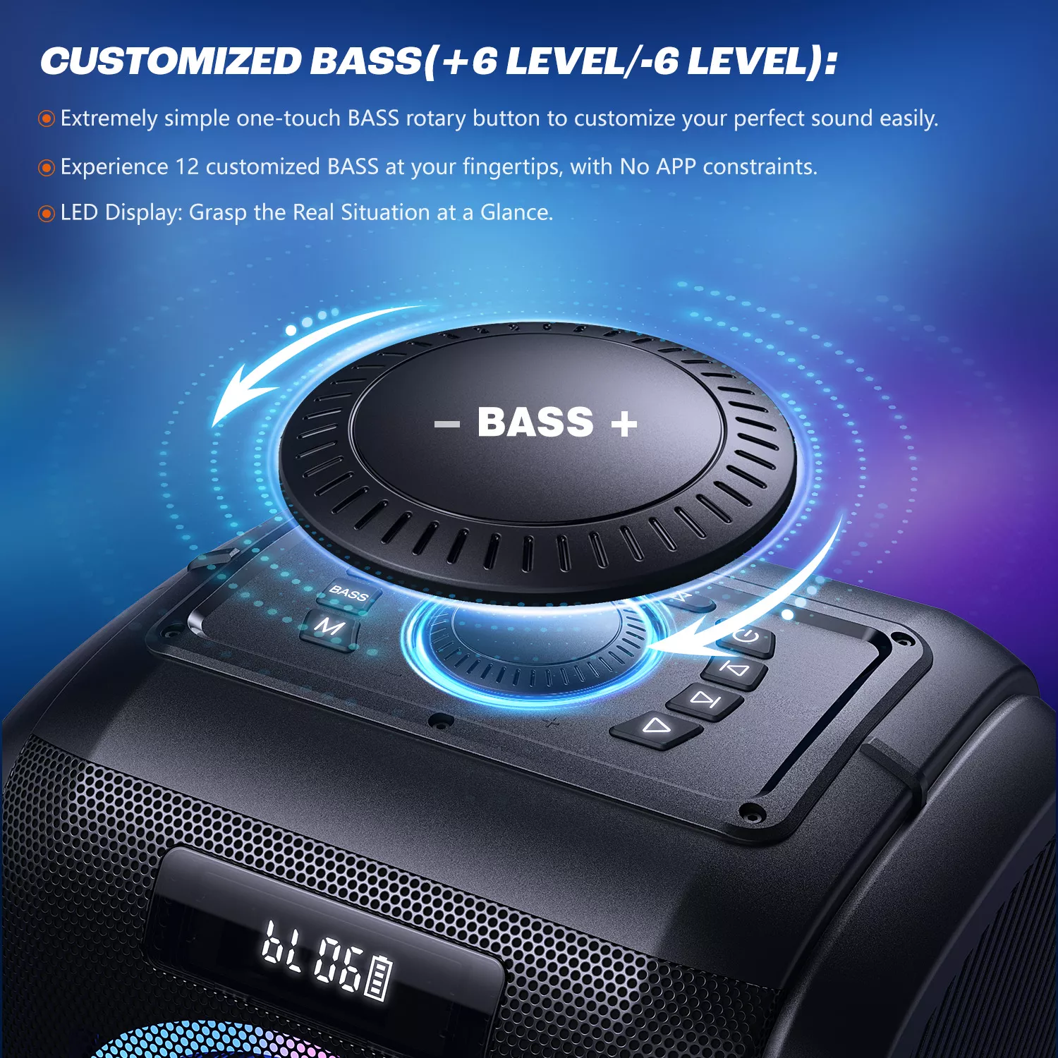 250W Peak Bluetooth Party Speaker with Custom Bass and 120dB Sound - Image 4