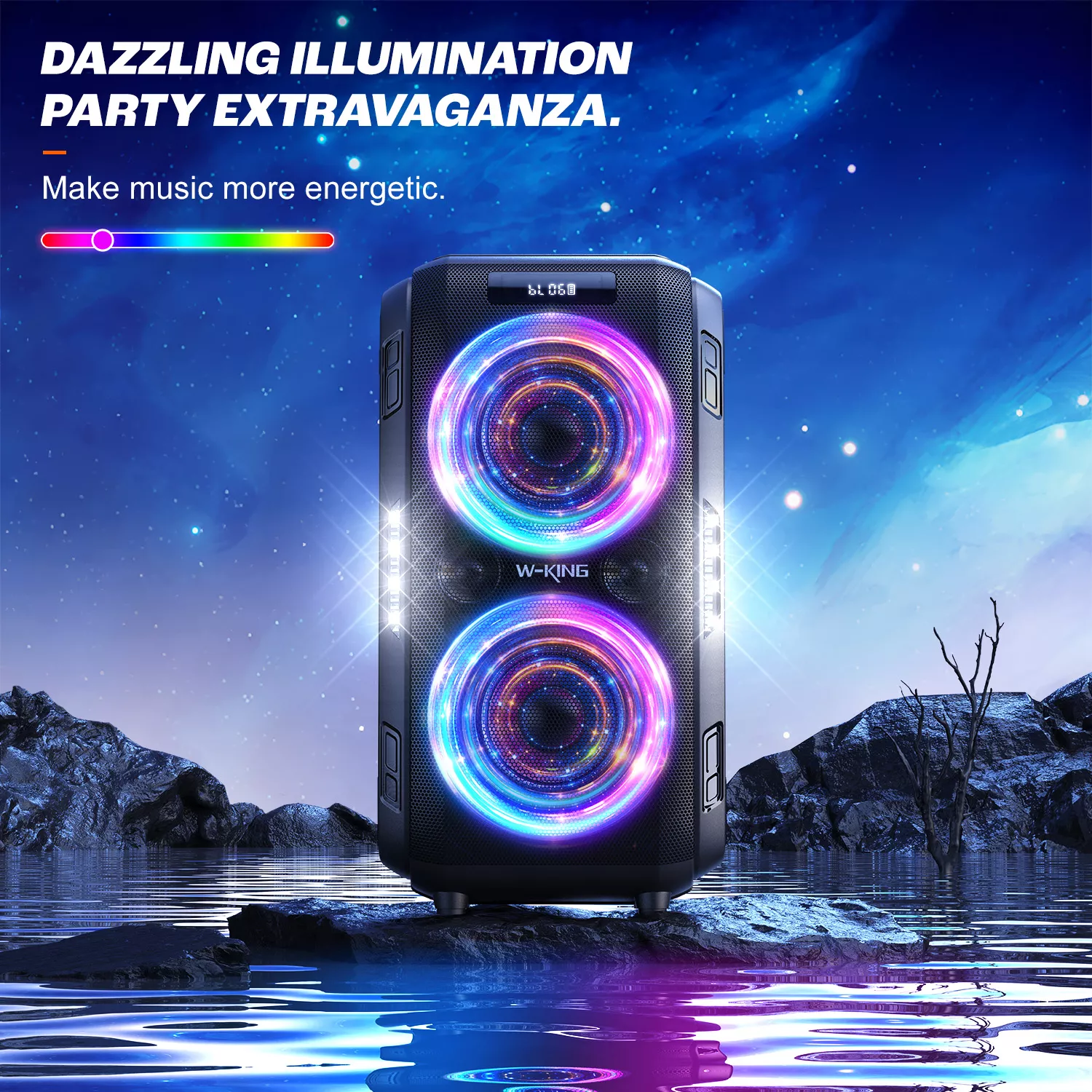 250W Peak Bluetooth Party Speaker with Custom Bass and 120dB Sound - Image 2