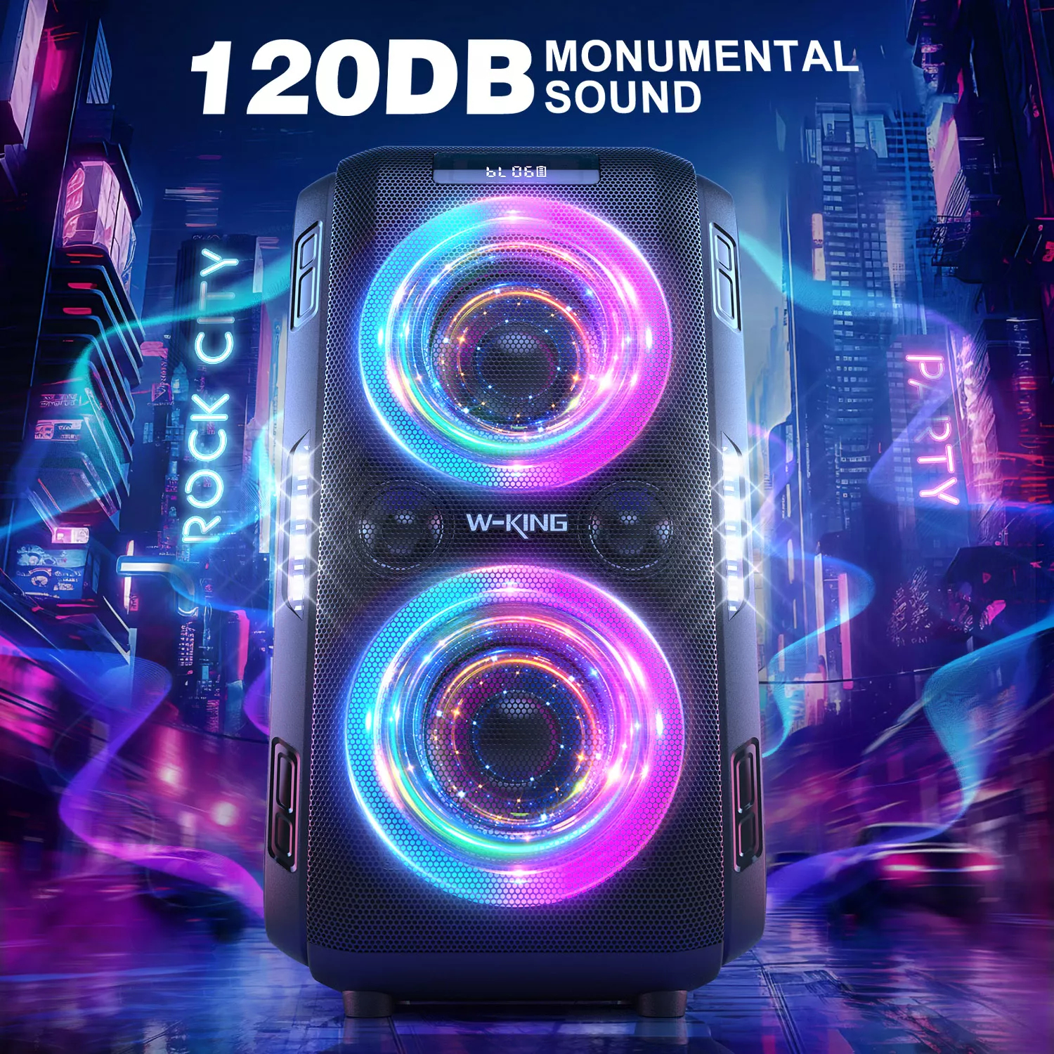 250W Peak Bluetooth Party Speaker with Custom Bass and 120dB Sound - Image 6