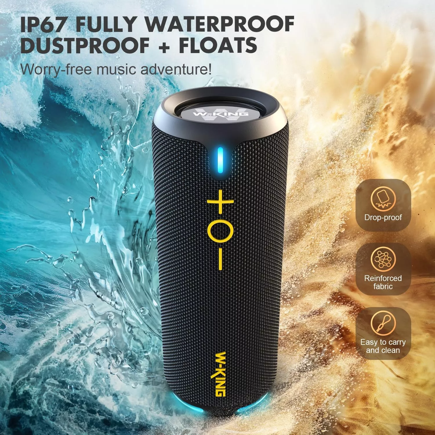 40W Portable Bluetooth Speaker with Dynamic Lights, IP67 Waterproof, APP Control - Image 3