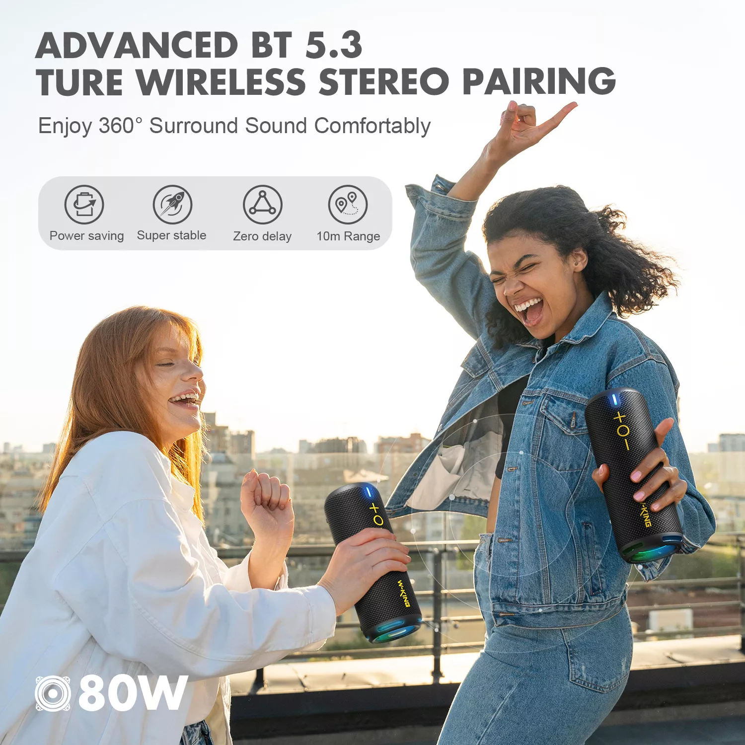 40W Portable Bluetooth Speaker with Dynamic Lights, IP67 Waterproof, APP Control - Image 5