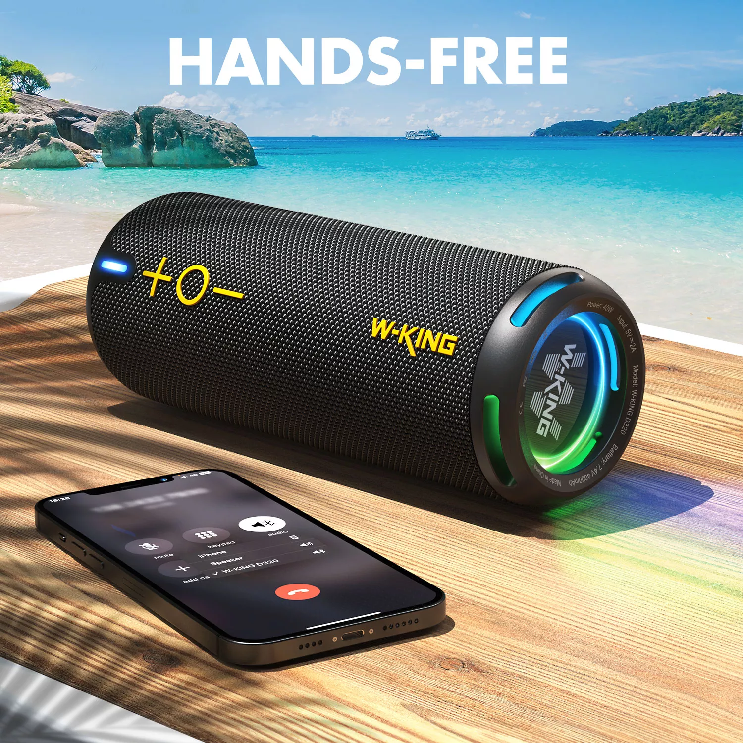 40W Portable Bluetooth Speaker with Dynamic Lights, IP67 Waterproof, APP Control - Image 2