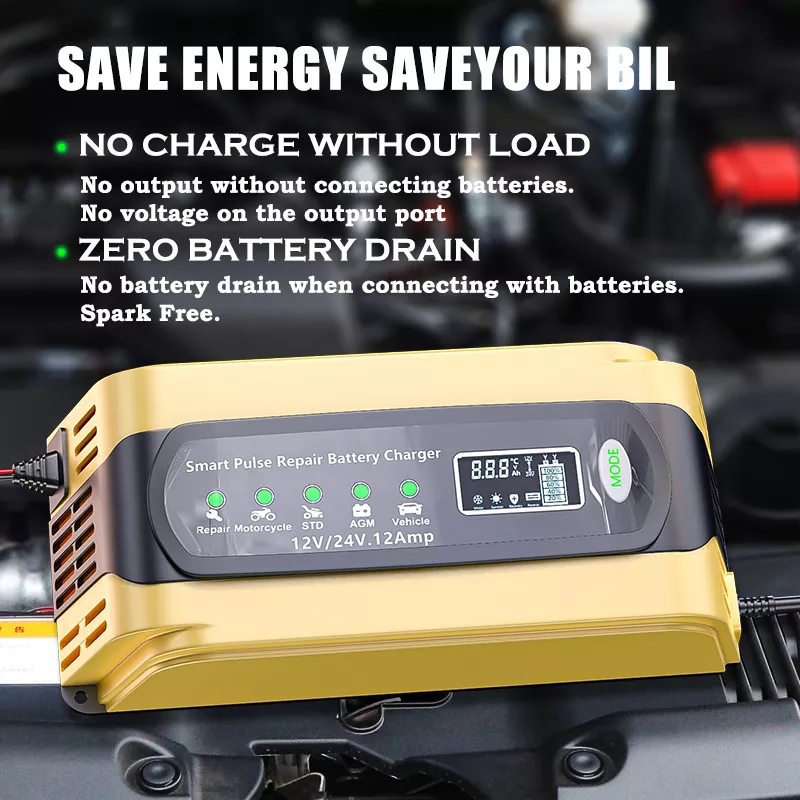 12V 24V Smart Fast Battery Charger for Car Batteries - 7-Stage Pulse Repair - Image 4