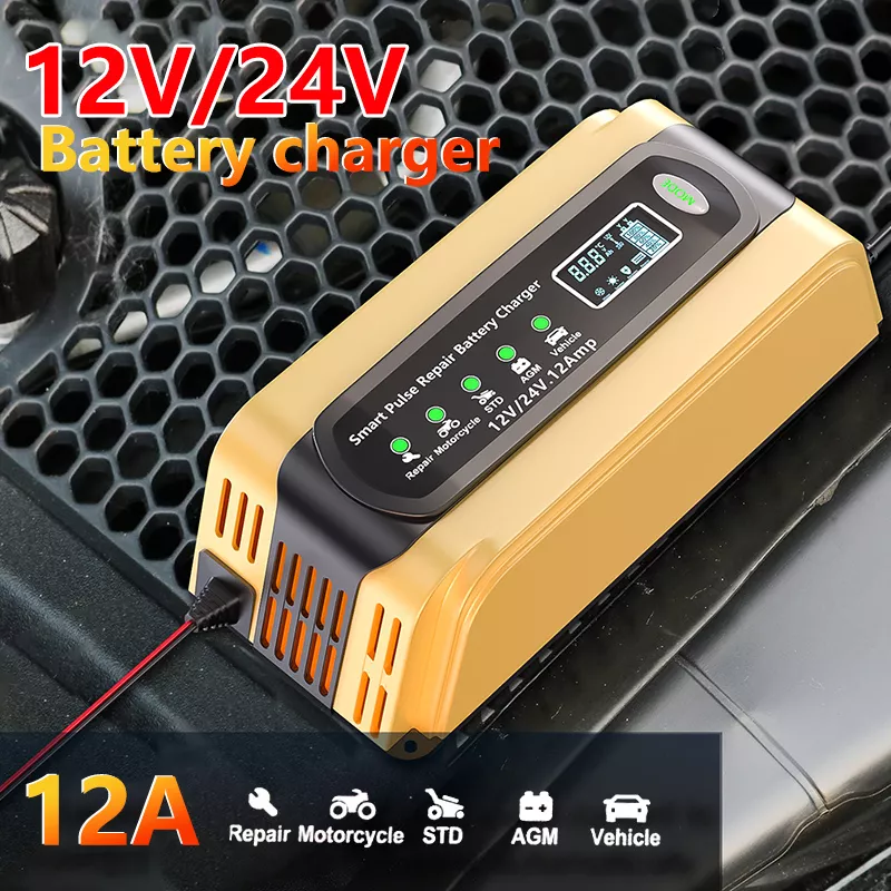 12V 24V Smart Fast Battery Charger for Car Batteries - 7-Stage Pulse Repair - Image 2