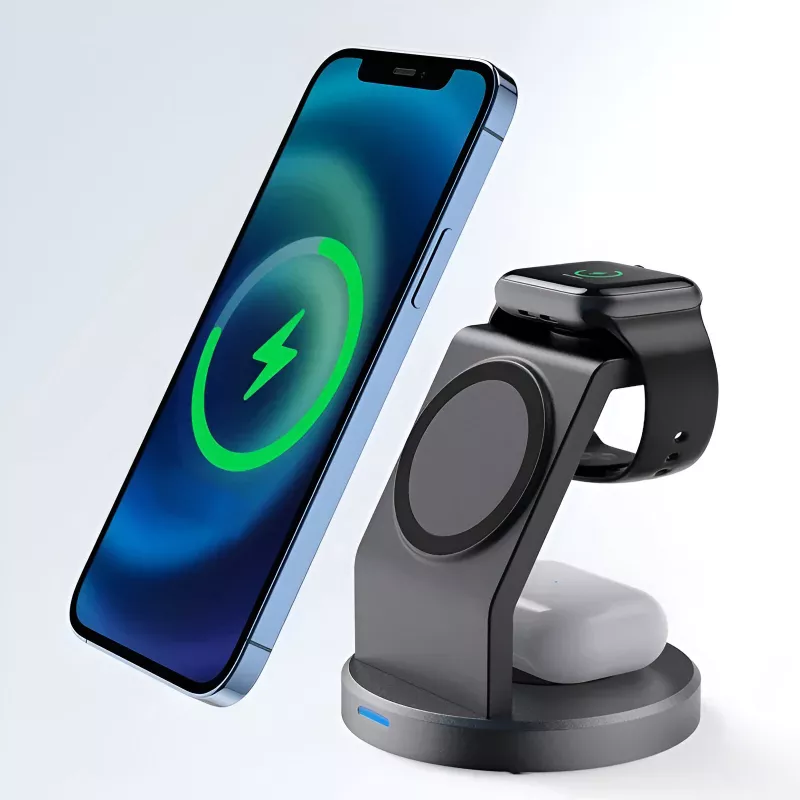3-in-1 Magnetic Wireless Charging Station for iPhone, Apple Watch, and AirPods