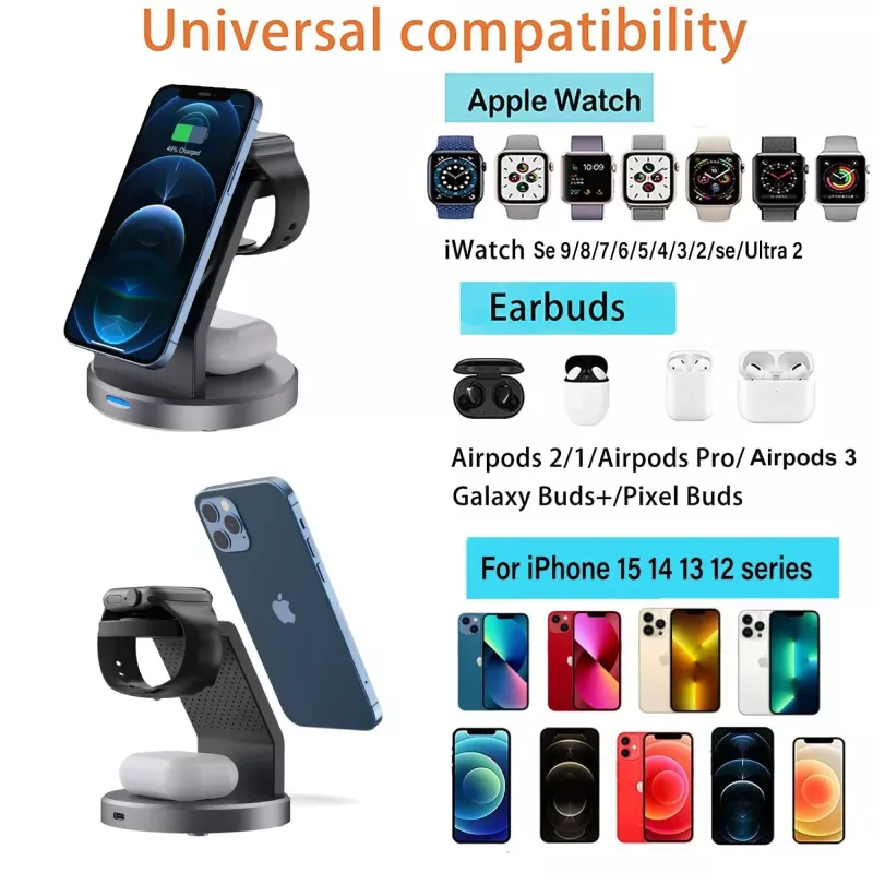 3-in-1 Magnetic Wireless Charging Station for iPhone, Apple Watch, and AirPods - Image 5