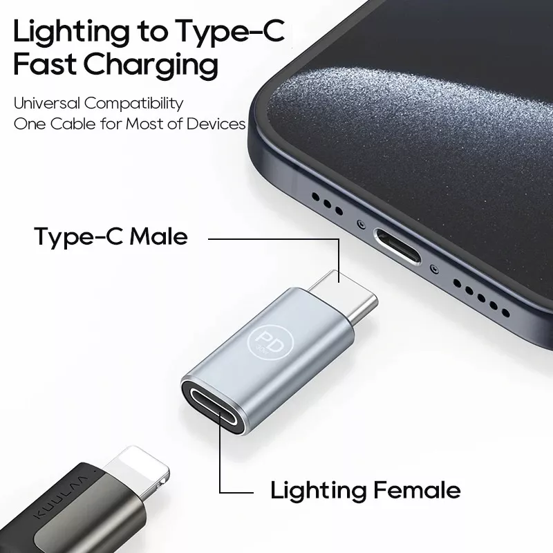 Lightning to USB-C Adapter for Charging & Data Sync - Image 3