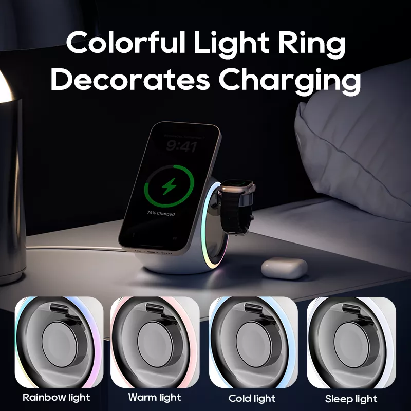 3-in-1 Magnetic Wireless Charging Stand with LED Light - Image 3