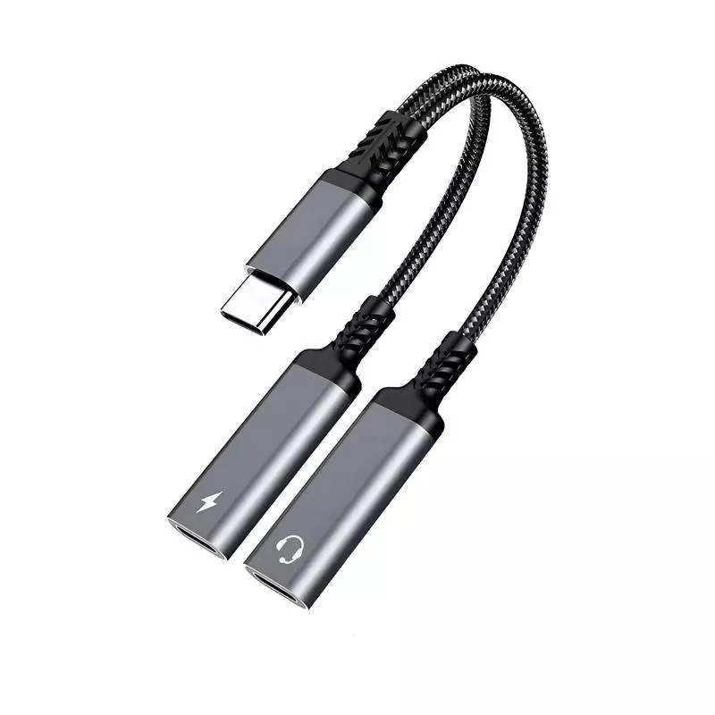 60W PD 2-in-1 USB-C Splitter Adapter for Audio & Fast Charging