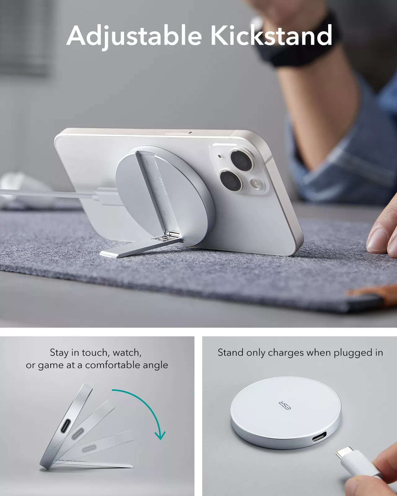 Magnetic Kickstand Wireless Charger for iPhone with Fast Qi Charging - Image 4