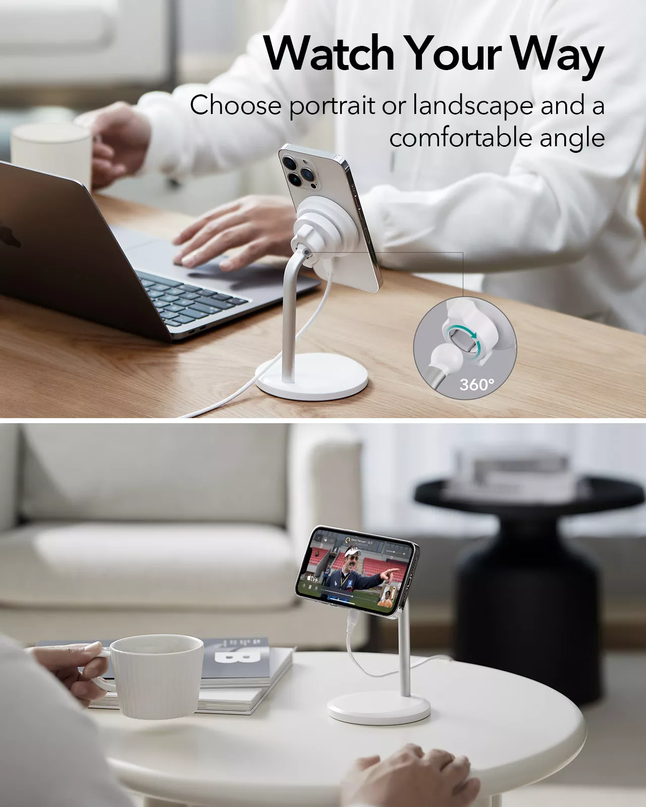 MagSafe-Compatible Magnetic Wireless Charger Stand with Detachable Fast Charging Pad - Image 4