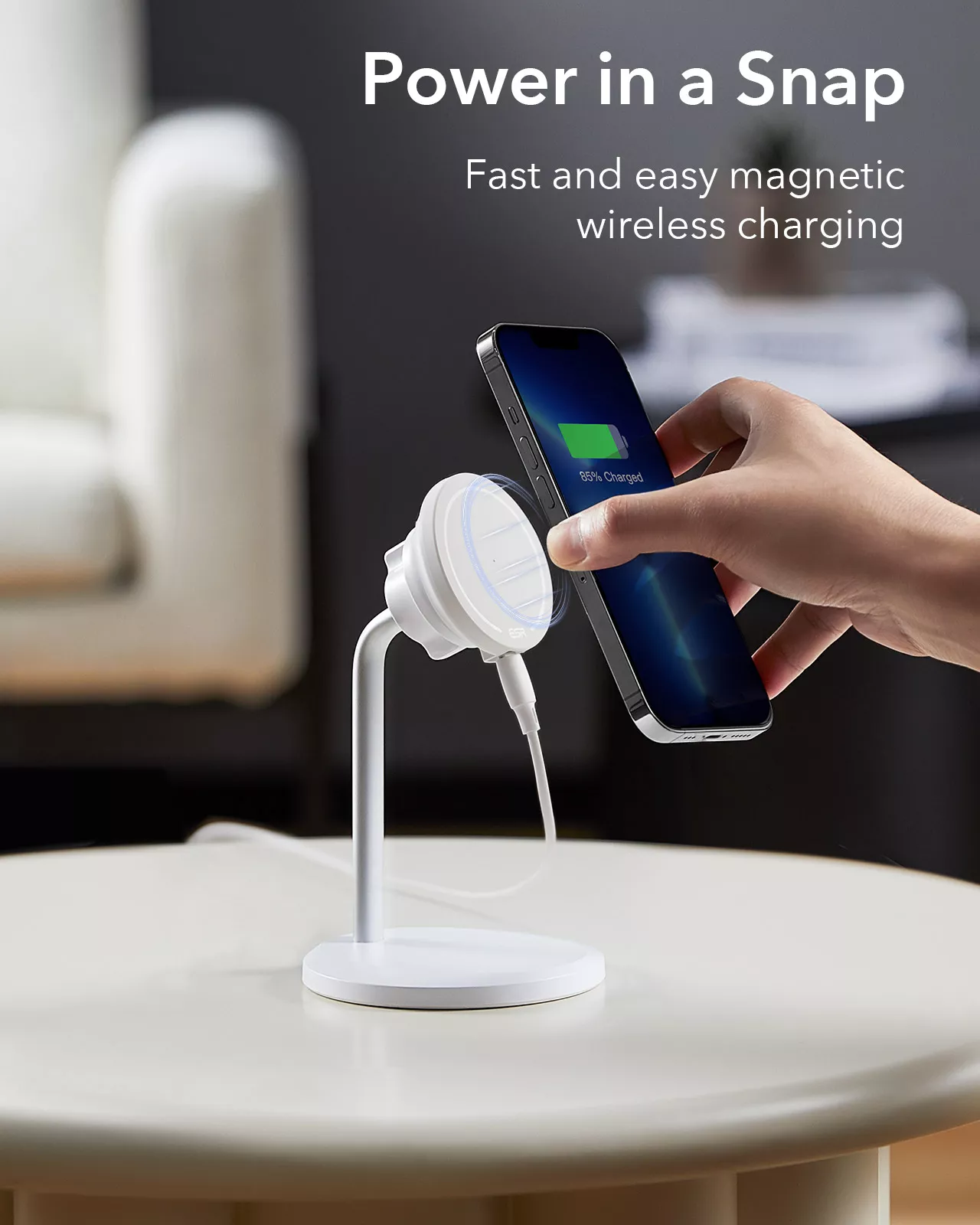 MagSafe-Compatible Magnetic Wireless Charger Stand with Detachable Fast Charging Pad - Image 2