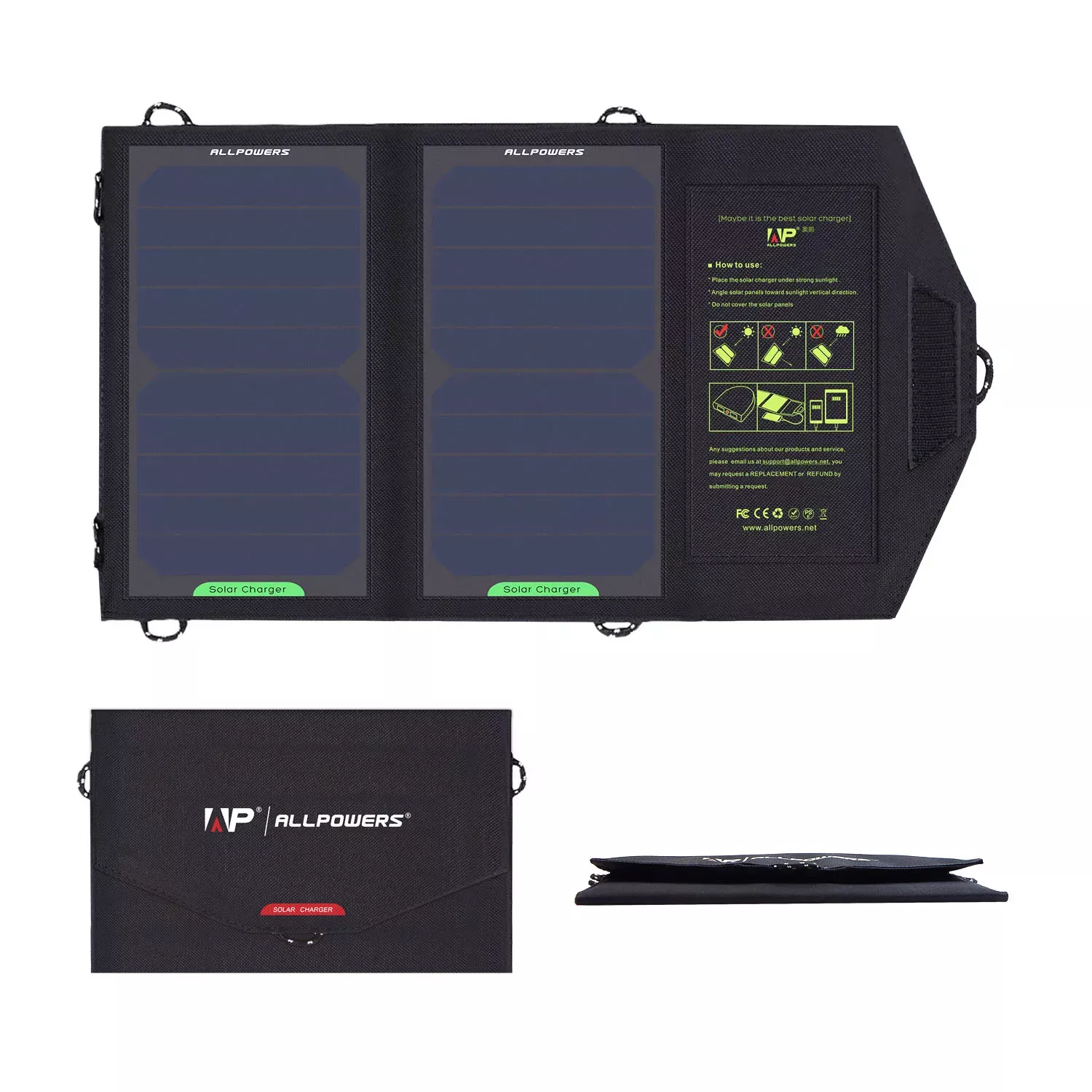 Portable Foldable 21W Solar Panel Charger with 10000mAh Battery