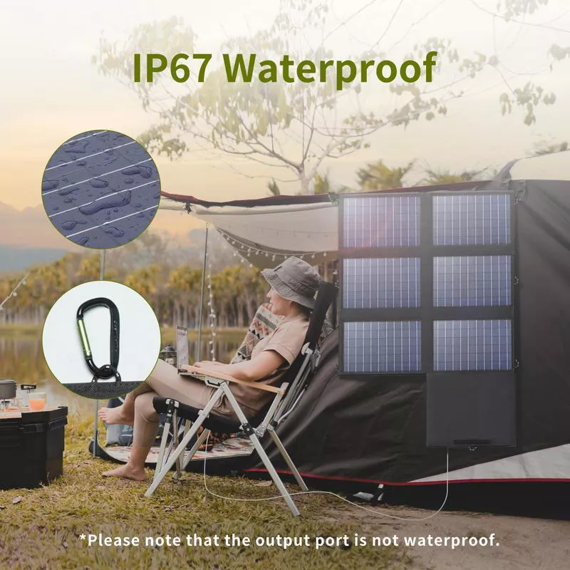 60W Foldable Solar Panel Charger with USB-C and Dual USB-A - Image 3