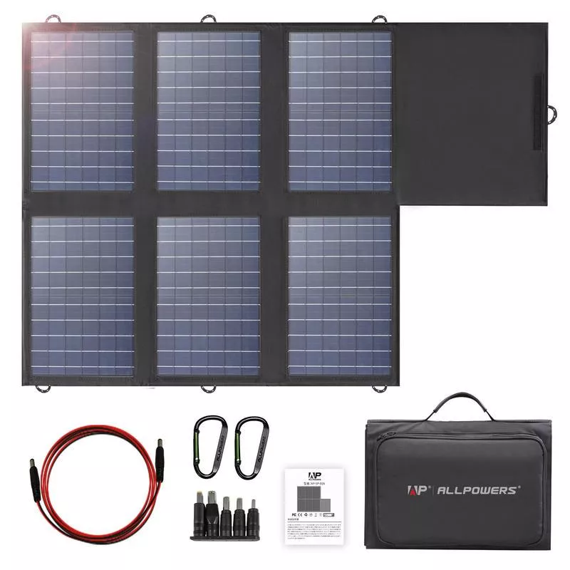 60W Foldable Solar Panel Charger with USB-C and Dual USB-A