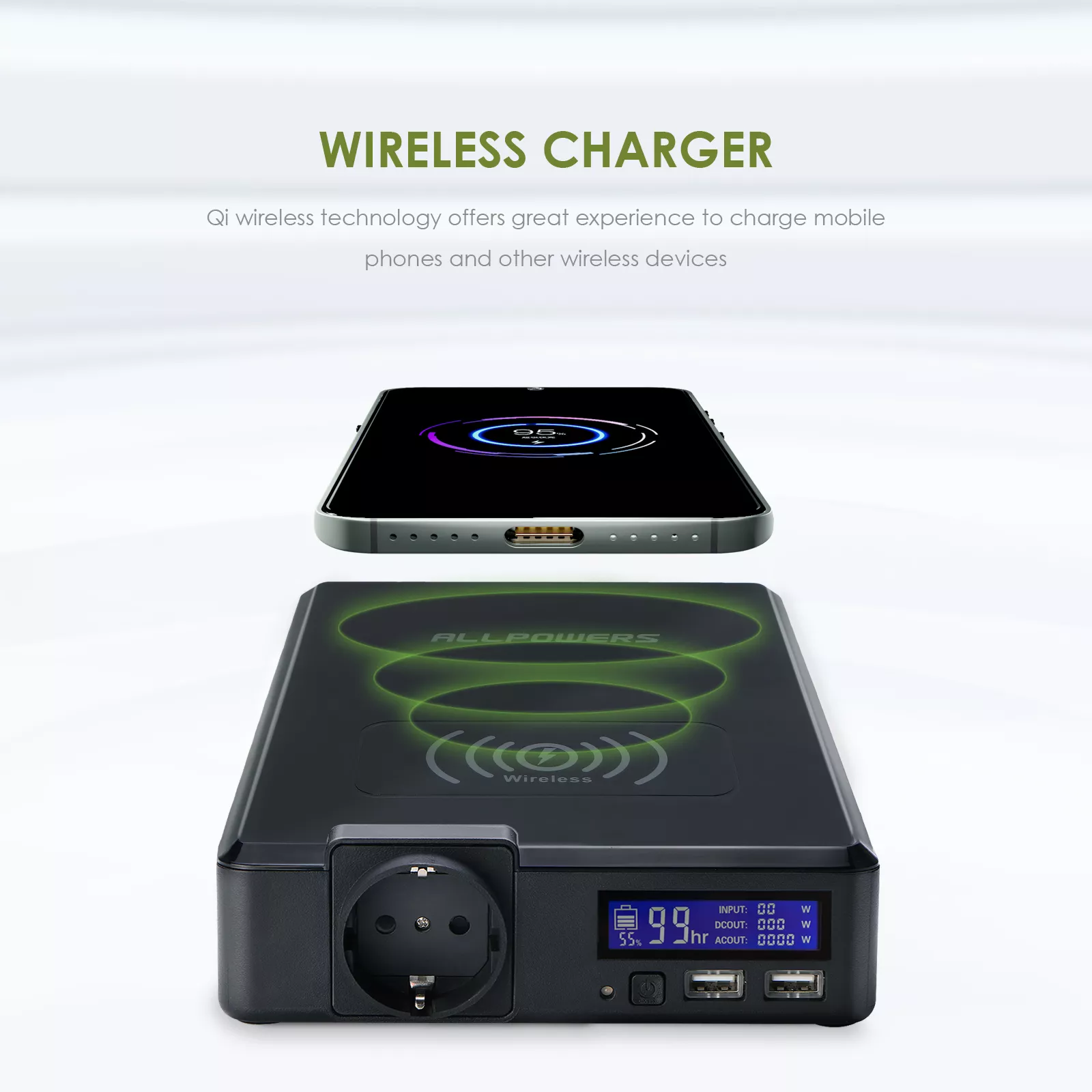 200W Portable Power Station 154Wh Solar Power Bank with Wireless Charging for Outdoors - Image 2