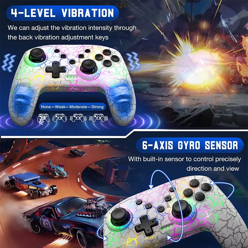 RGB Wireless Gamepad Joystick Controller for Nintendo Switch, PS3, PC & More - Image 6