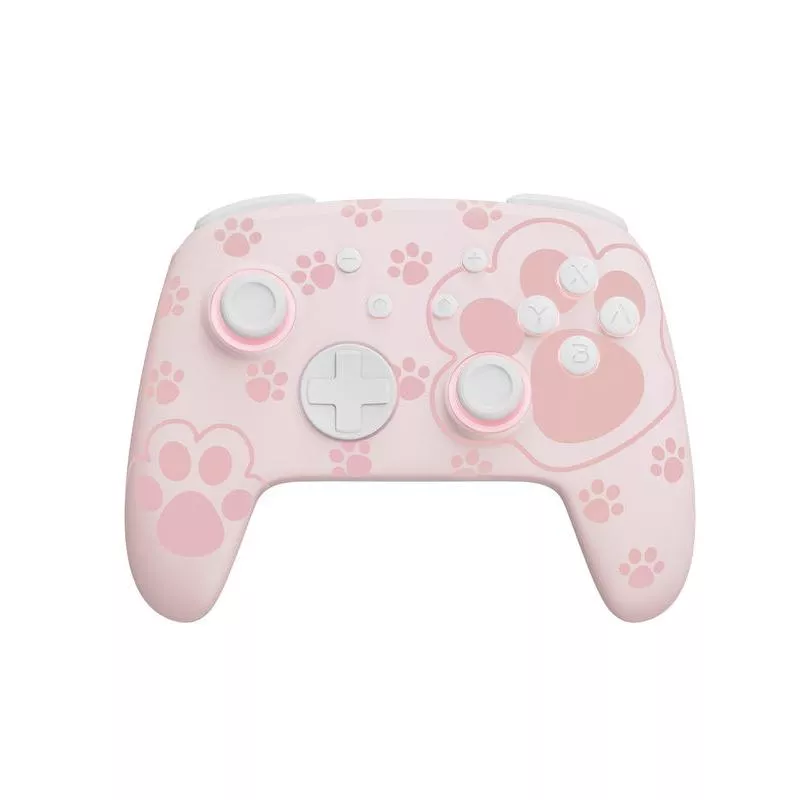 Pink Cat Paw LED Nintendo Switch Pro Controller - Wireless, Turbo, 7 Colors