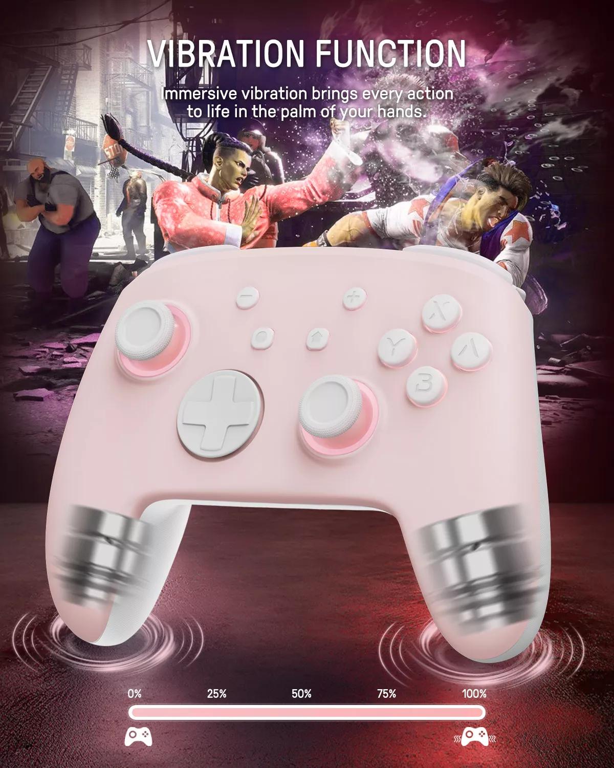 Pink Cat Paw LED Nintendo Switch Pro Controller - Wireless, Turbo, 7 Colors - Image 3