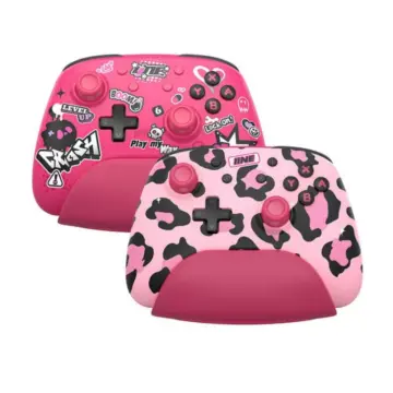 Pink Wireless Controller with Charging Dock for Nintendo Switch