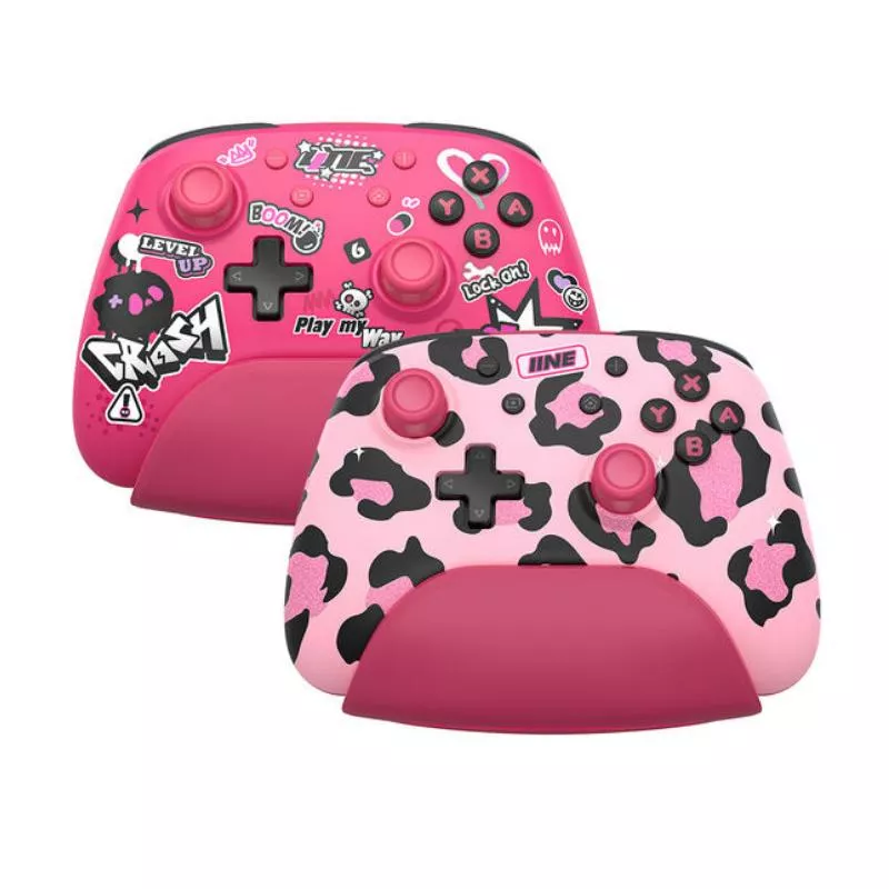 Pink Wireless Controller with Charging Dock for Nintendo Switch