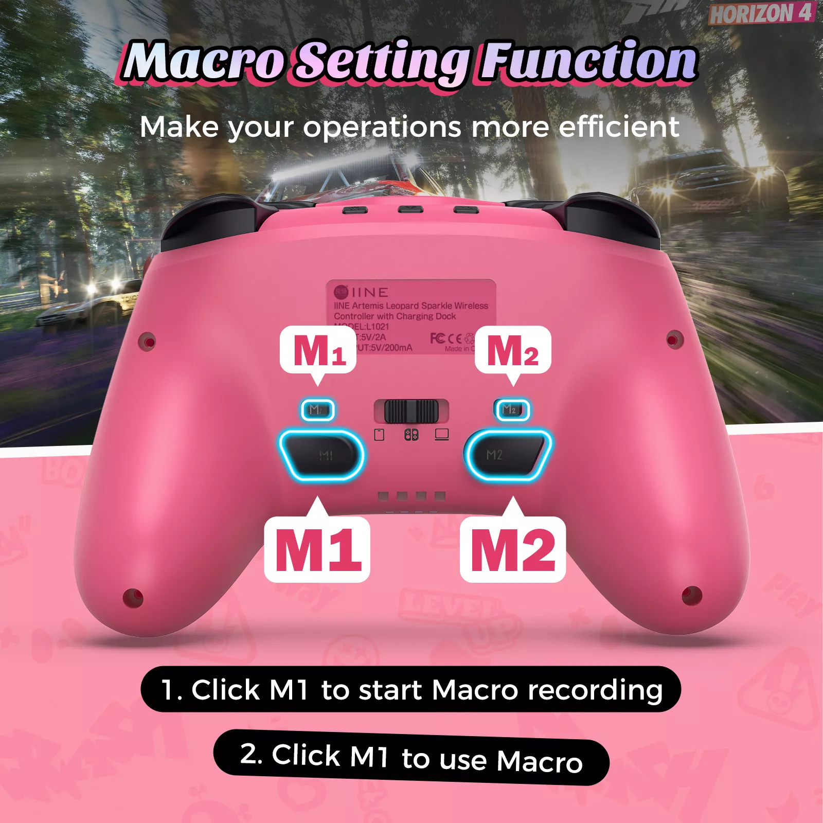 Pink Wireless Controller with Charging Dock for Nintendo Switch - Image 4